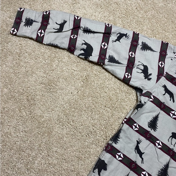 Woolrich Moose Deer Outdoor Tree Forest Aztec Flannel Long Sleeve Button Medium - Picture 5 of 13